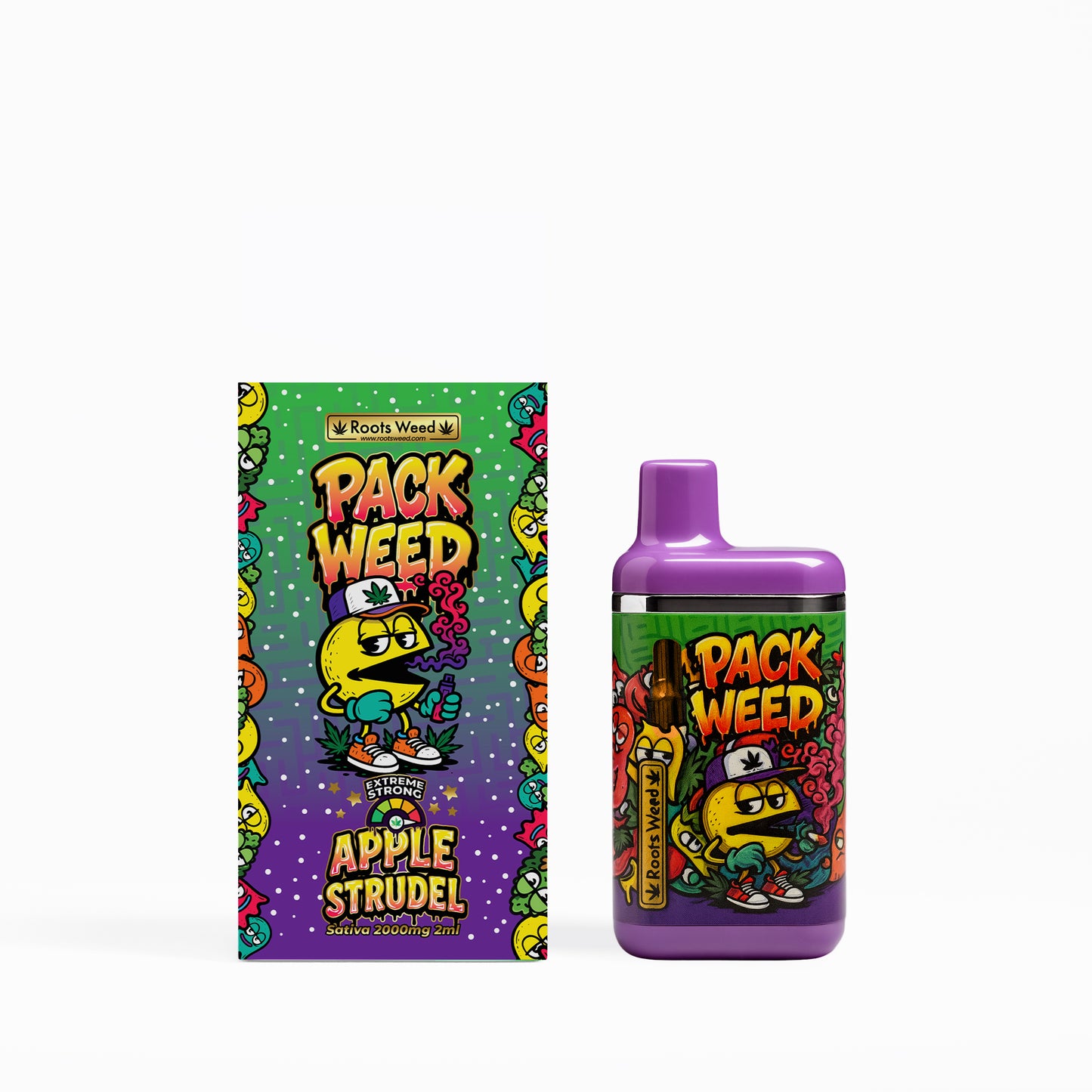VAPE PACK WEED APPLE STRUDEL 2 ML SATIVA 2000 MG 10-OH 95%