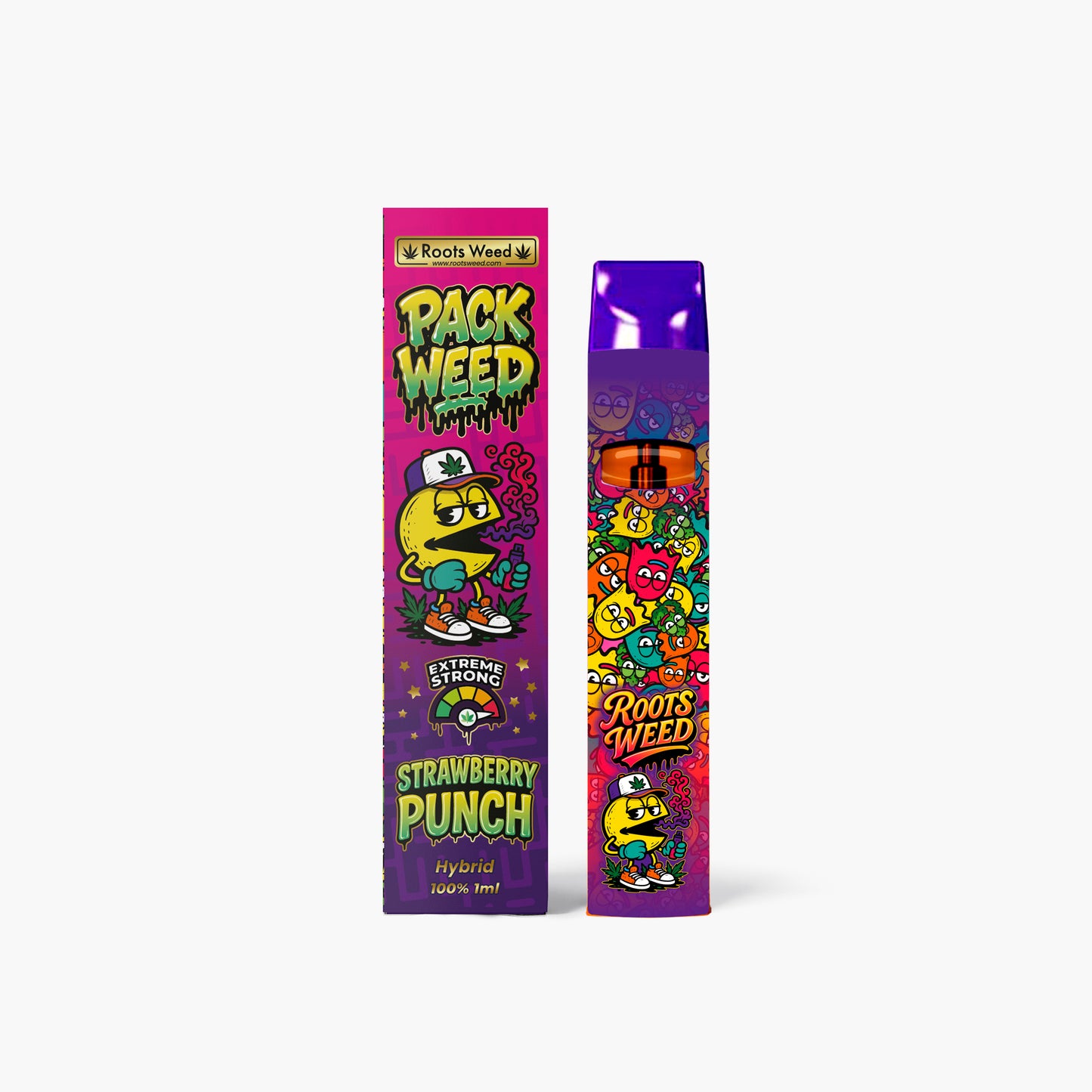 VAPE PEN PACK WEED STRAWBERRY PUNCH 1 ML HYBRID 1000 MG 10-OH 95%